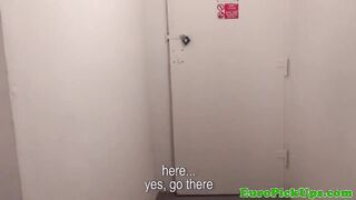 Real blonde amateur picked up flashing