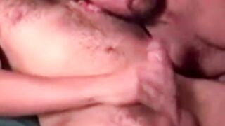 Mature straight bear tugging and giving hot blowjob