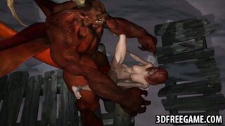 Foxy 3D redhead babe getting fucked hard by a demon