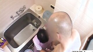 Subtitled CFNM Japanese embarrassed bathing ejaculation