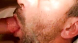 Amatuer hairy bear receives first facial