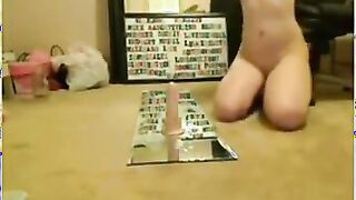 sexy girl rides her dildo on her cam