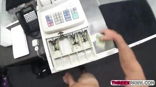 Pretty hot college chick gets fucked hard by a perverted store owner