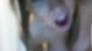 Hot young busty girlfriend fucks her pussy with dildo