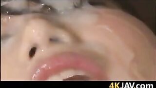 Sweet Japanese Girl Enjoys Bukkake