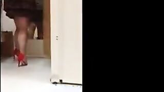 Hot Red High Heels Walking Around
