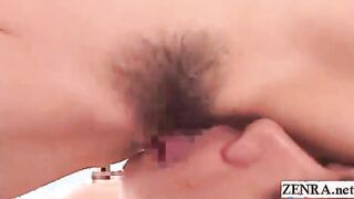 Subtitled hanging breasts Japanese blowjob facesitting