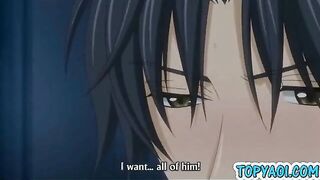 Gay senpai anime gets hardcore sex by his partner
