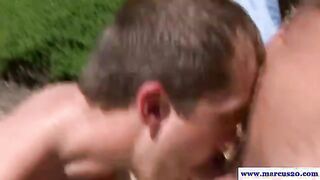 Outdoor straight guy sucking dick
