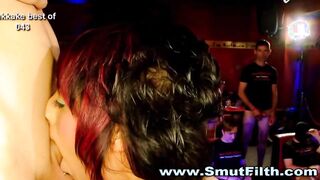 Bukkake facials guzzled by fetish skank