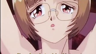 Roped hentai bigtits gets brush and shove her pussy
