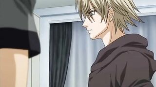 Sexy gay anime guys having a tongue kiss makeout moment
