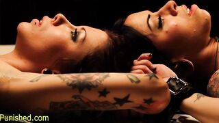 Clamped and bent lesbos whipped