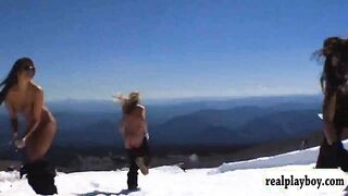Gorgeous hot babes try out snowboarding and surfing