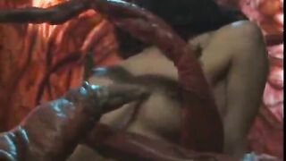 Tentacles Fuck Her Inside an Alien!