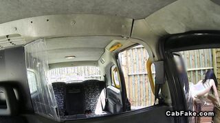 Tattooed British amateur deep throats in fake taxi
