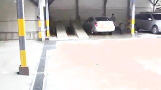 Camila stops car wash to suck on cock