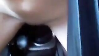 Blonde Chick Masturbating In The Car