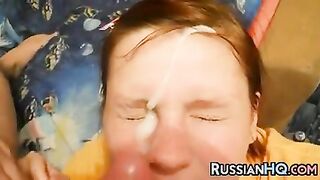 Russian Redhead Gets A Facial POV