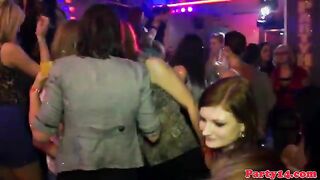 Euro party babe jerks off stripper