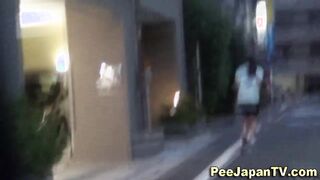 Hot asian babes pissing in public