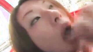 Preggo asian sucks cock and swallows cum