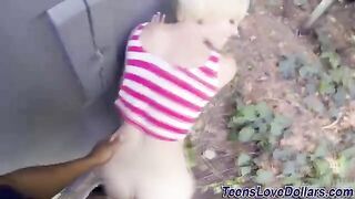 Pierced teen fuck outside