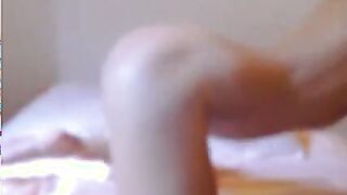Busty big tit french babe fucks her dildo on cam