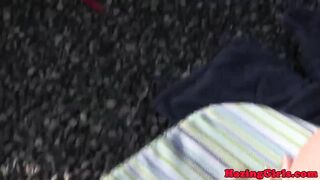 Sorority lesbos eating pussy outdoors