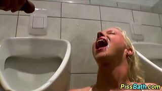 Piss soaked urinal slut
