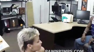 Pawn shop hidden camera blowjob