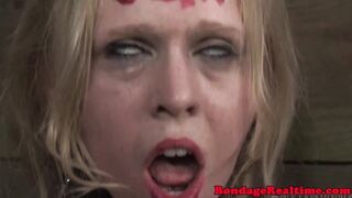 Petite blonde BDSM sub Sarah Jane Ceylon on sybian
