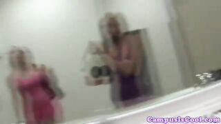 Busty blonde coed fucked and jizzed on tits