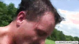 Lucy gets jizzed outdoor by dirty lover for fun and relaxation plus thrill