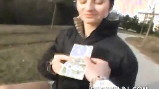 Teasing an amateur before public sex