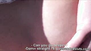 Cute blonde teen foxy gets rescued  by the strangers big cock