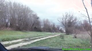 Real euro picked up brunette masturbates