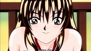 All tied up hentai gets fingering clitoris and tits
