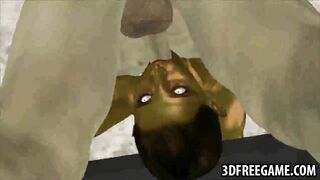 Sexy 3D cartoon babe sucking on a zombies cock