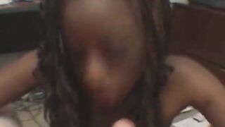 Hot amateur big tit ebony does oral