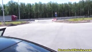 Young stranded hitchhiker gets doggystyled