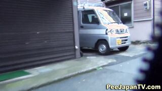 Long legged asian pisses