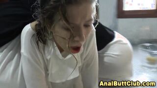 Fetish nun inserts ass toy