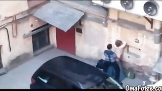 Chubby Mature with her boyfriend fucking on public