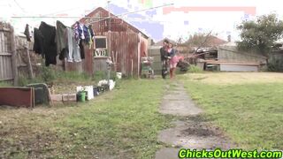 Real amateur fingered outdoors