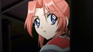 Shemale anime fucked a busty hentai in front of monsters