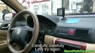 Pulled amateur taxi babe public sucking