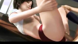 3D Asian Coed Gets Creampie!