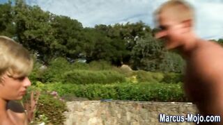 Pornstar cums by pool