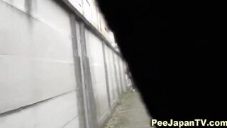 Asian babe caught pissing outdoors